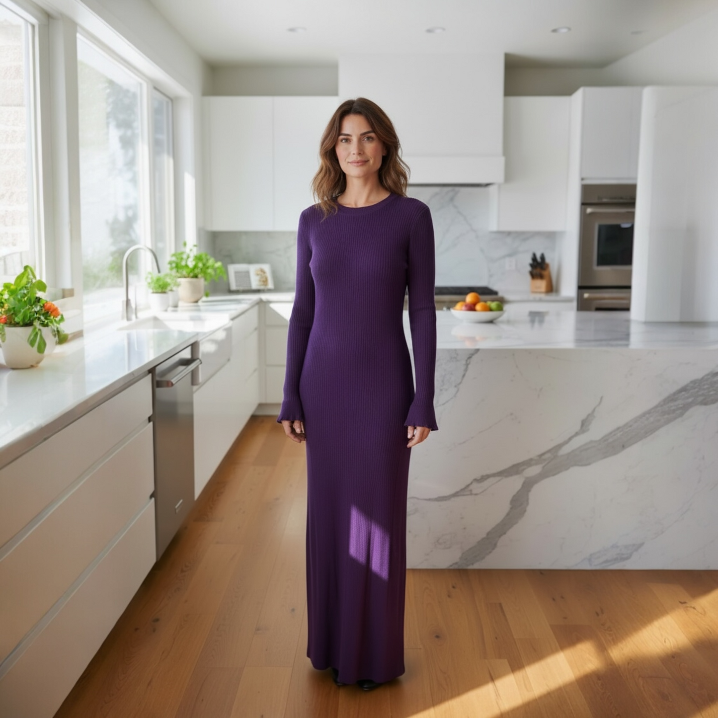 PLUM SCARF AND SWEATER - RECYCLED